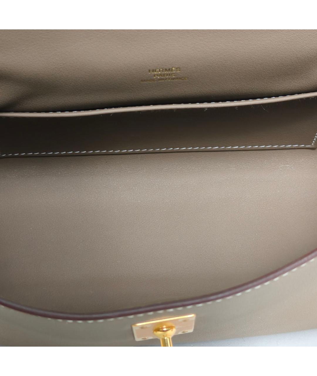 HERMES Коричневая кожаная сумка с короткими ручками, фото 8