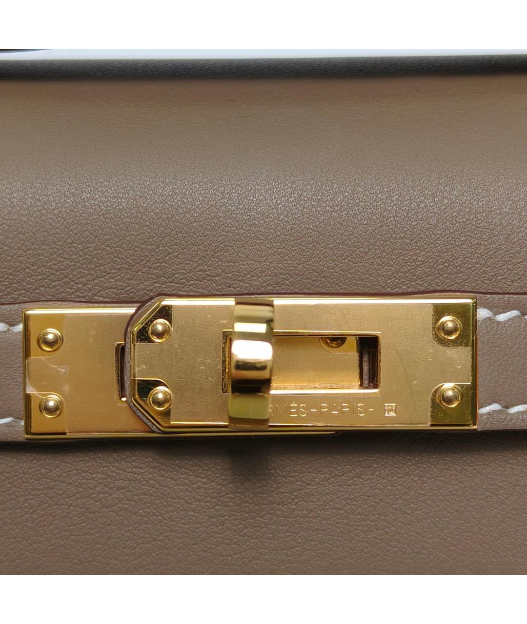 HERMES Коричневая кожаная сумка с короткими ручками, фото 7
