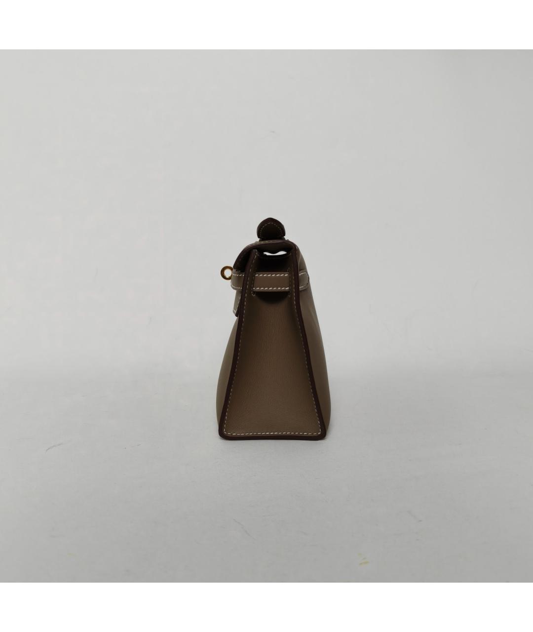 HERMES Коричневая кожаная сумка с короткими ручками, фото 5