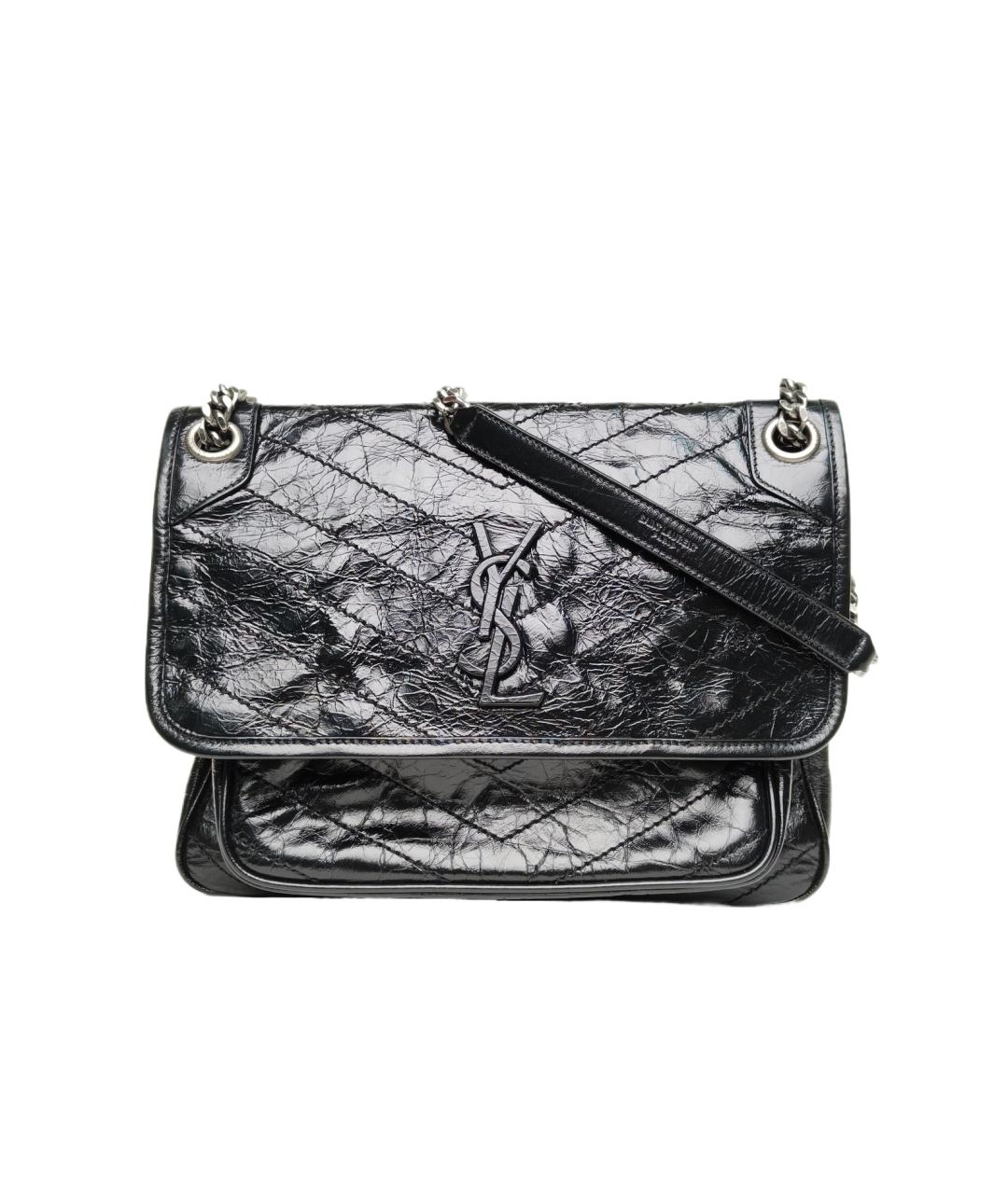 SAINT LAURENT Черная кожаная сумка через плечо, фото 10