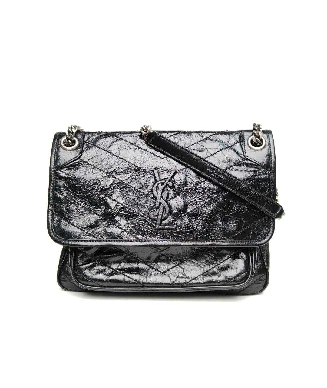 SAINT LAURENT Черная кожаная сумка через плечо, фото 2