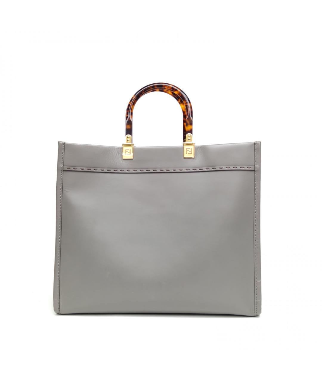 FENDI Серая кожаная сумка через плечо, фото 4