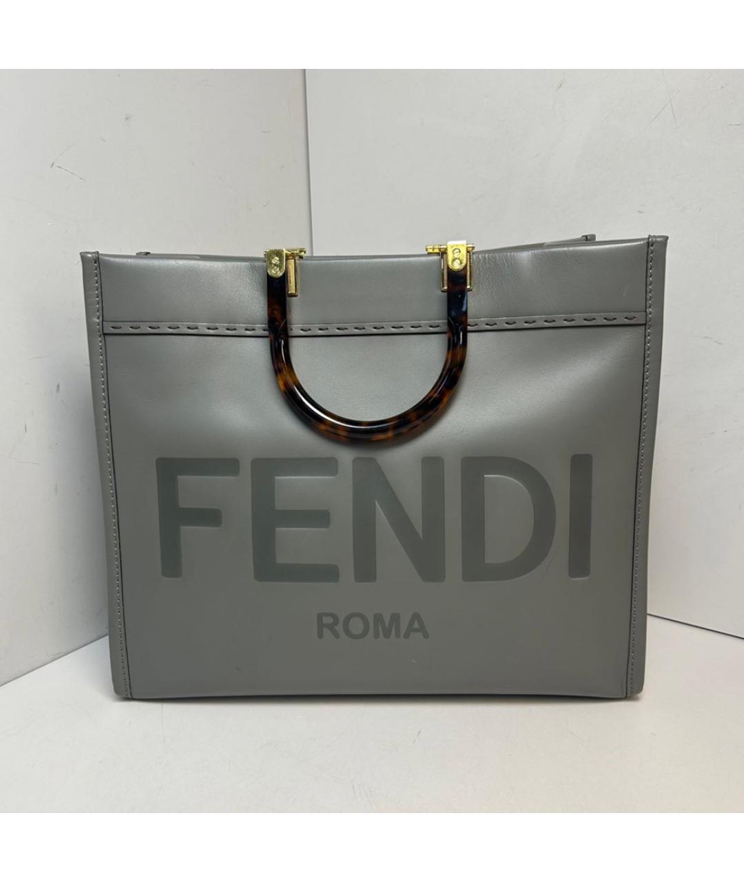 FENDI Серая кожаная сумка через плечо, фото 9