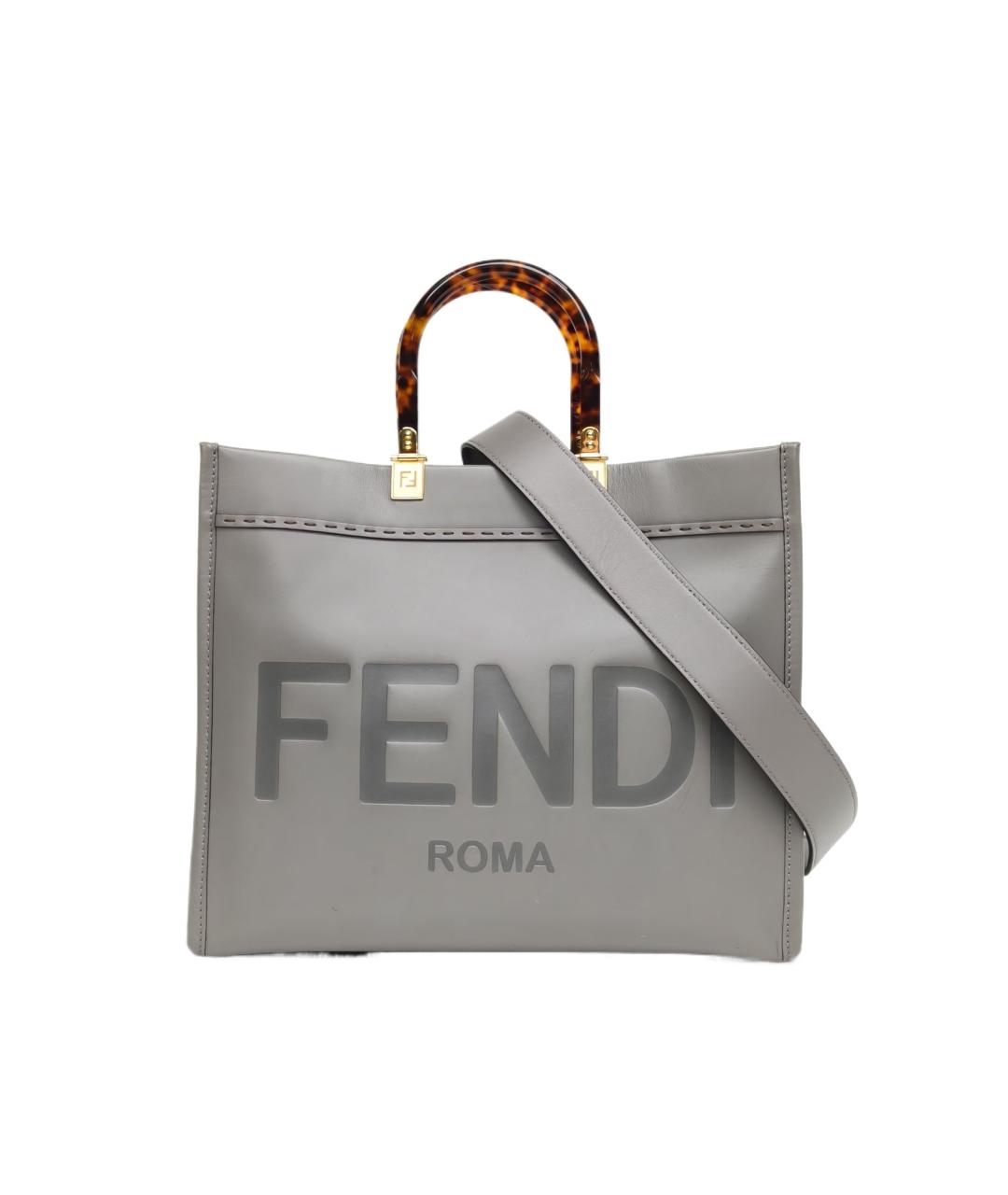 FENDI Серая кожаная сумка через плечо, фото 10