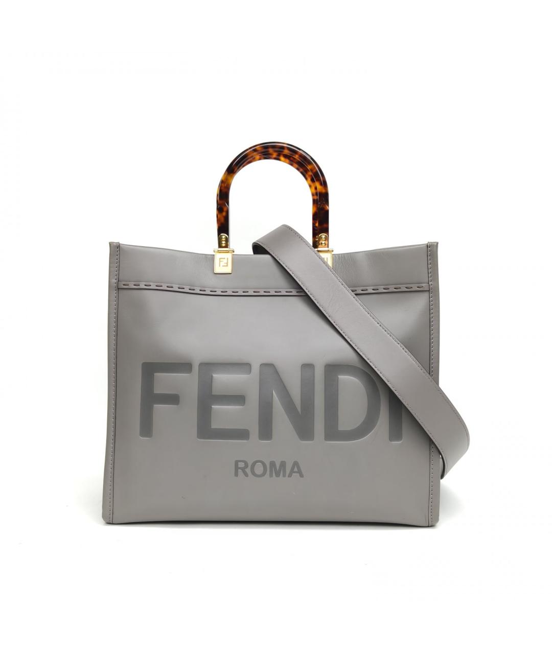 FENDI Серая кожаная сумка через плечо, фото 2