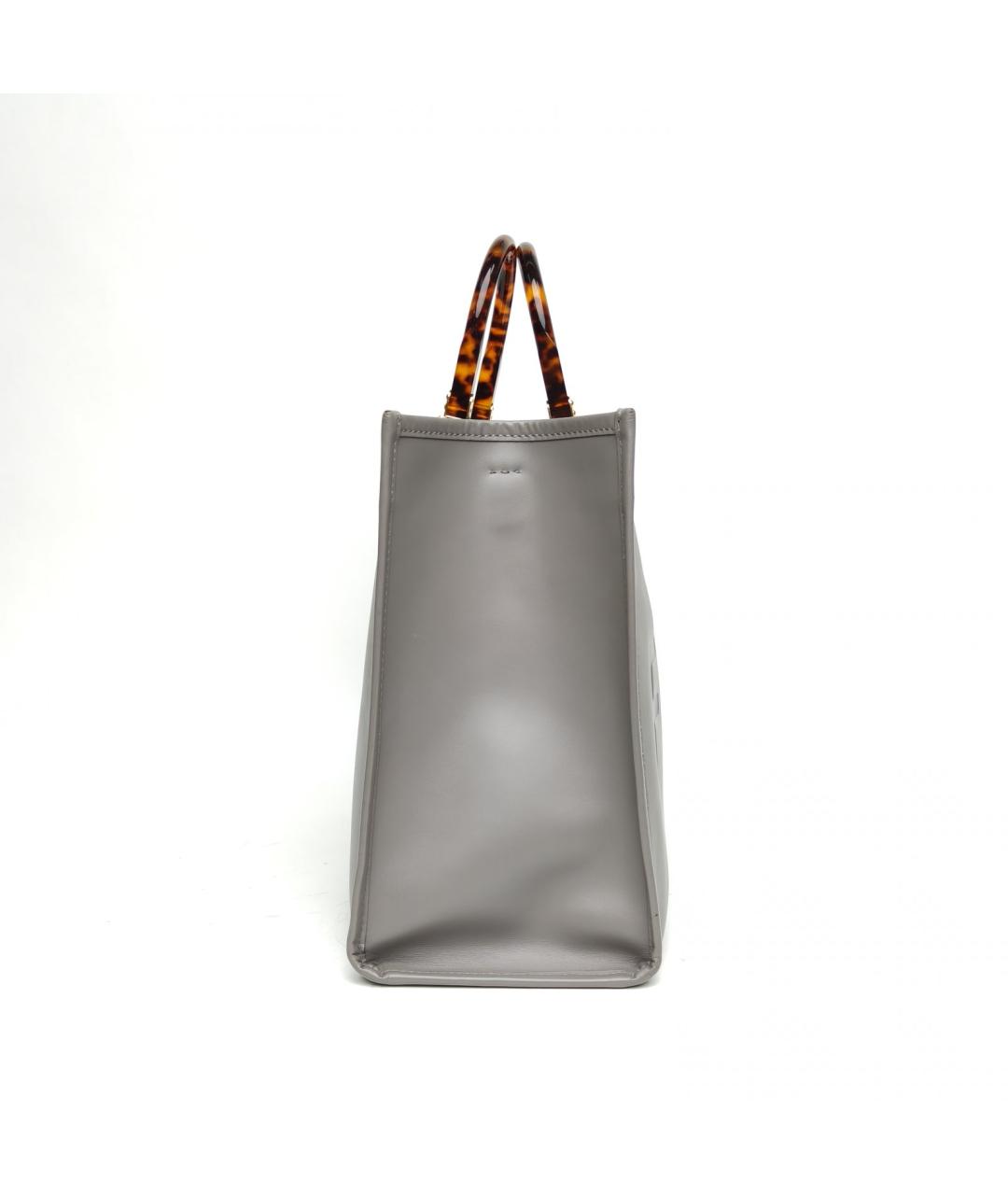 FENDI Серая кожаная сумка через плечо, фото 5