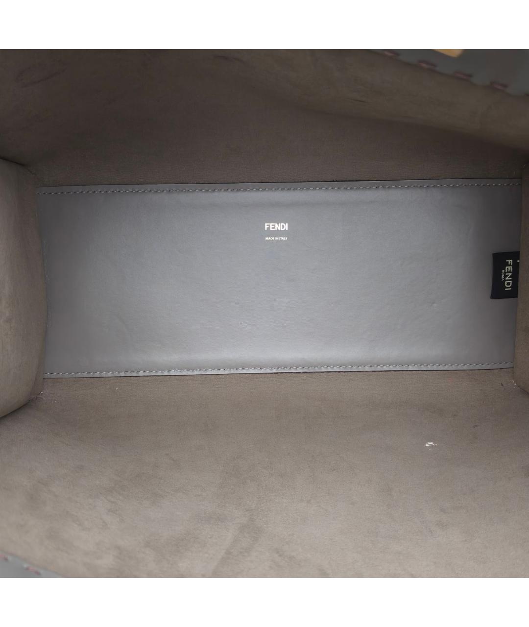 FENDI Серая кожаная сумка через плечо, фото 7