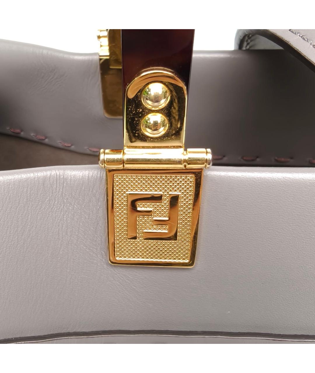 FENDI Серая кожаная сумка через плечо, фото 8