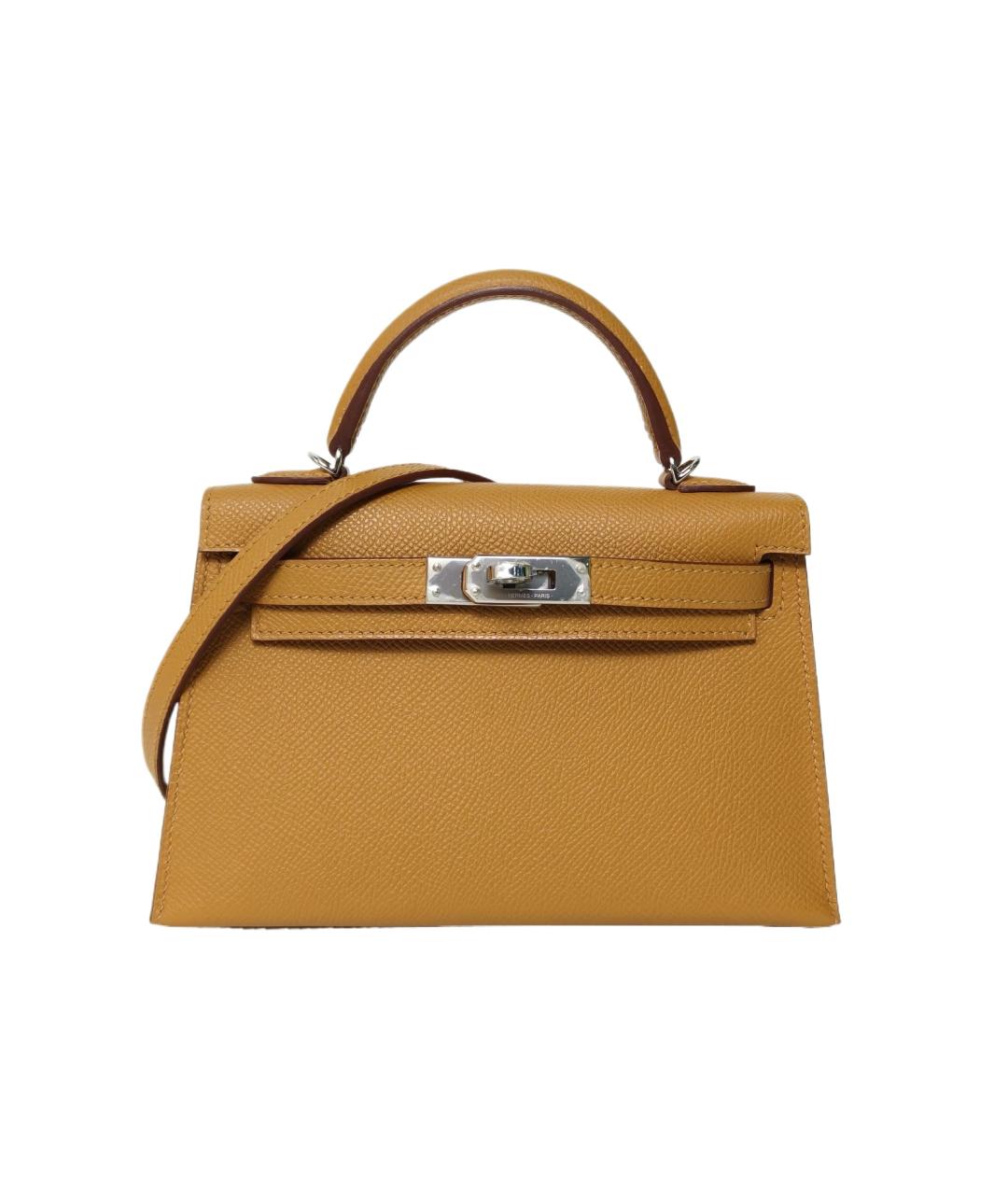 HERMES Коричневая кожаная сумка с короткими ручками, фото 9
