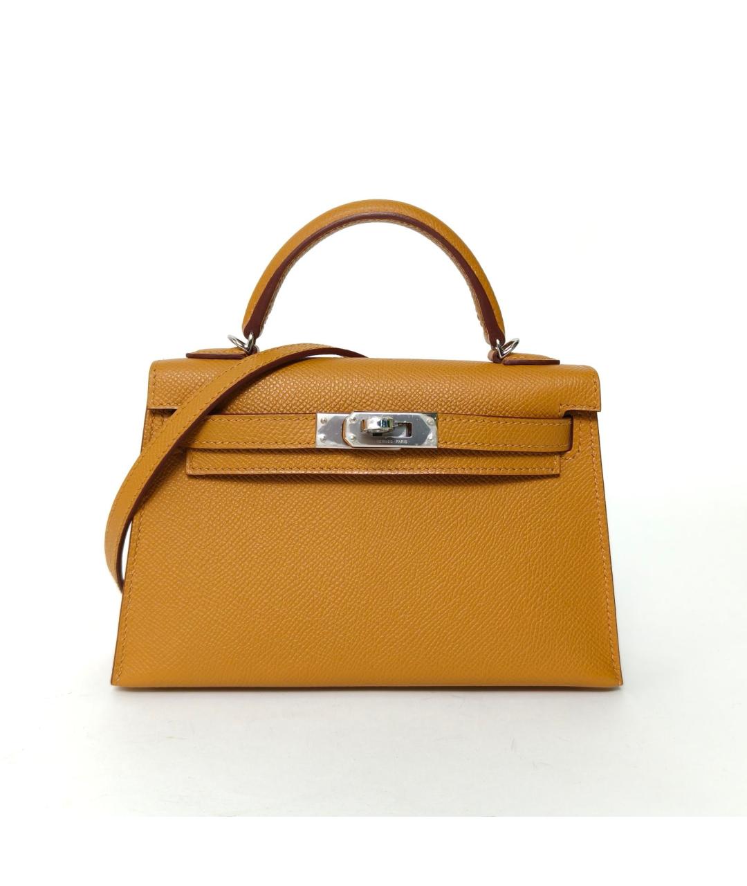 HERMES Коричневая кожаная сумка с короткими ручками, фото 2