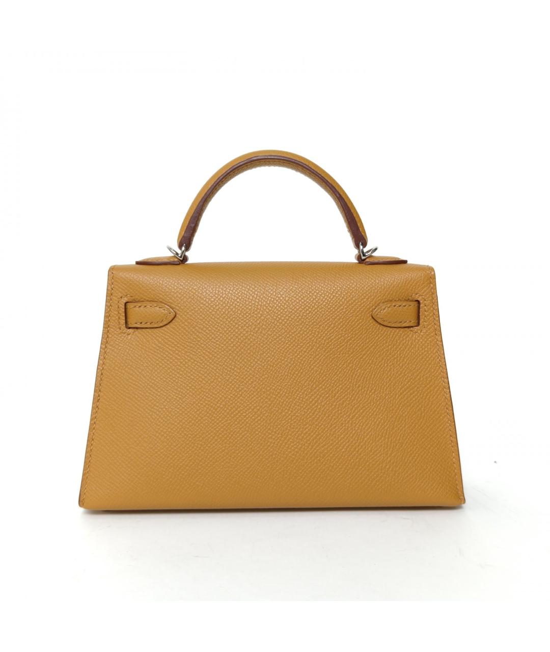 HERMES Коричневая кожаная сумка с короткими ручками, фото 4