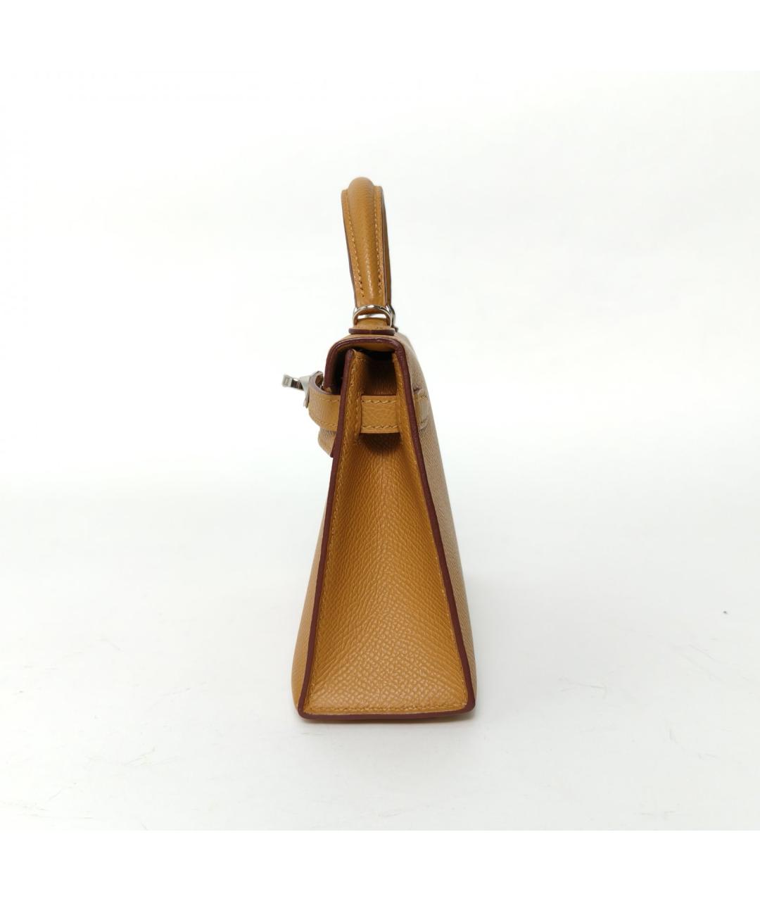 HERMES Коричневая кожаная сумка с короткими ручками, фото 3