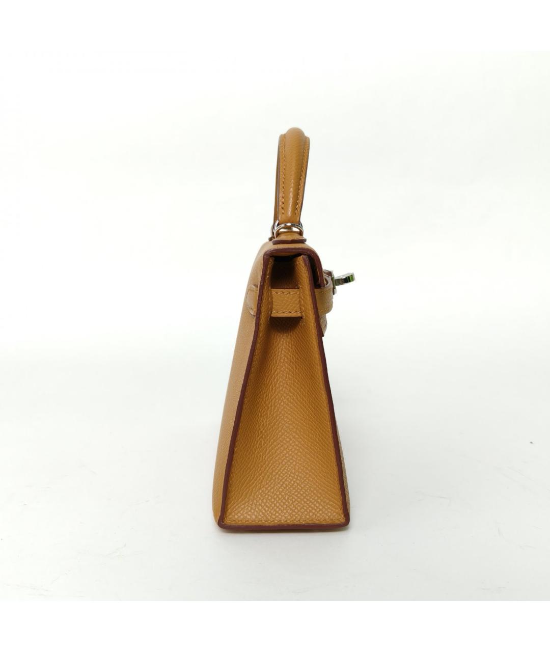 HERMES Коричневая кожаная сумка с короткими ручками, фото 5