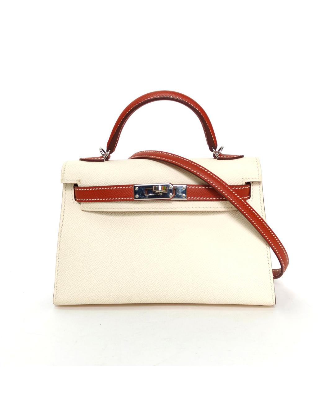 HERMES Белая кожаная сумка через плечо, фото 2