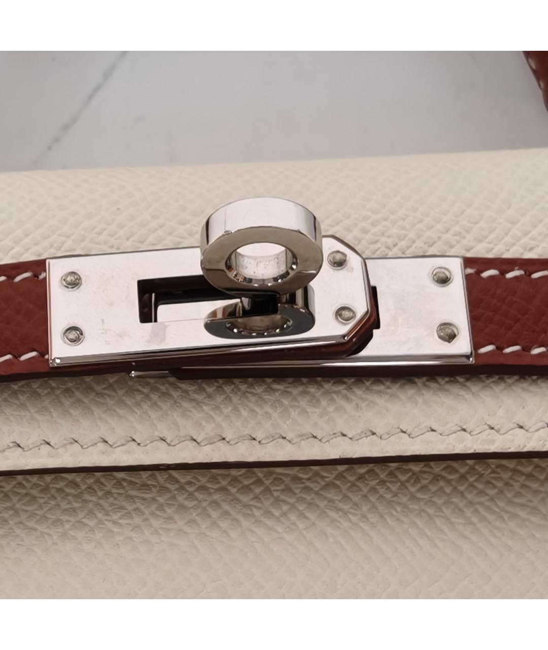 HERMES Белая кожаная сумка через плечо, фото 7