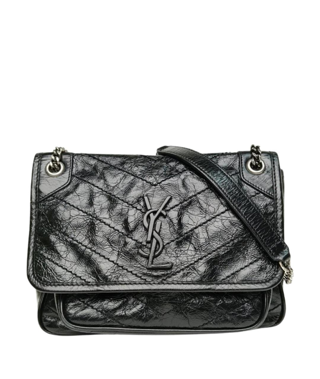 SAINT LAURENT Черная кожаная сумка через плечо, фото 1