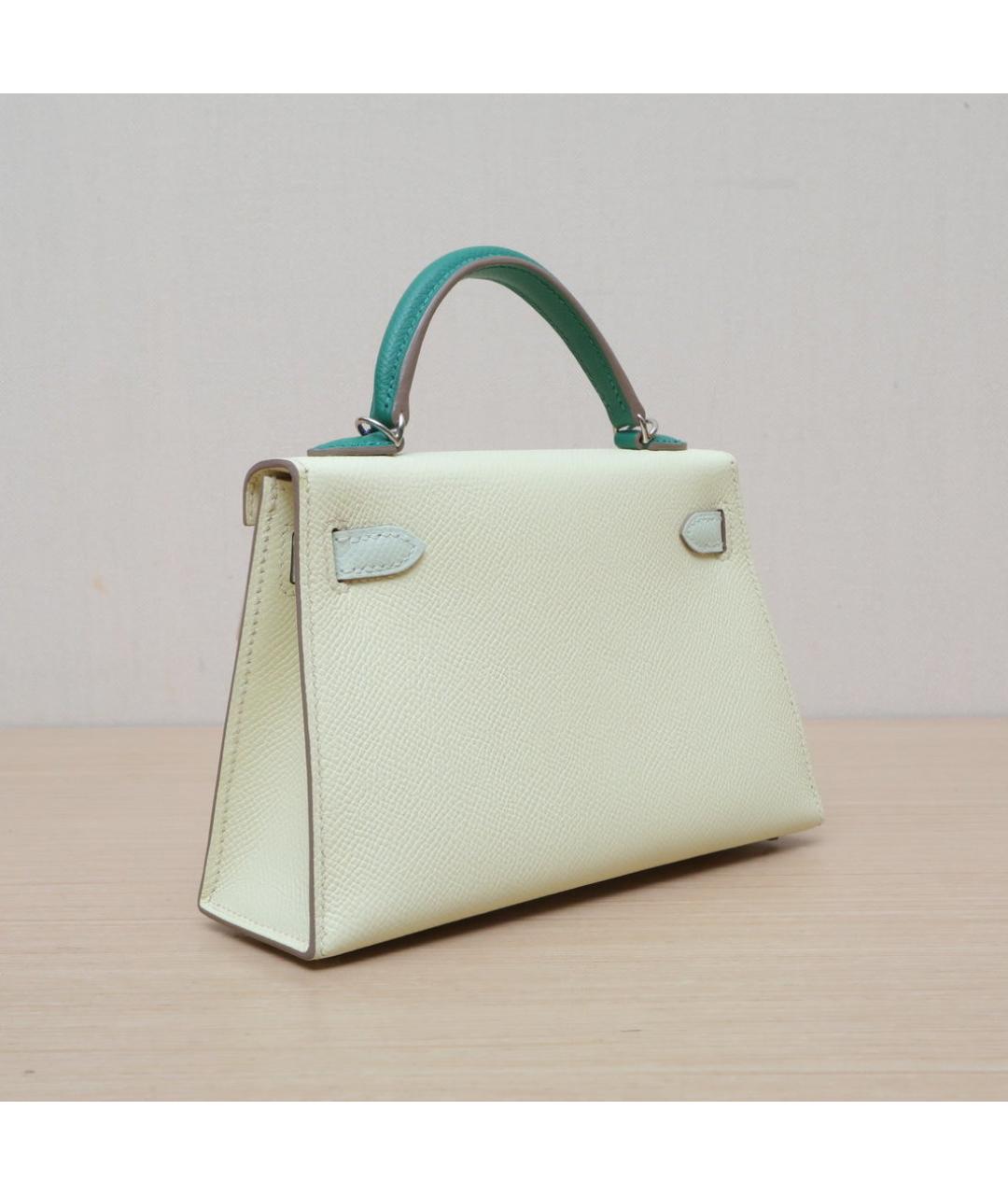 HERMES Салатовая кожаная сумка с короткими ручками, фото 5
