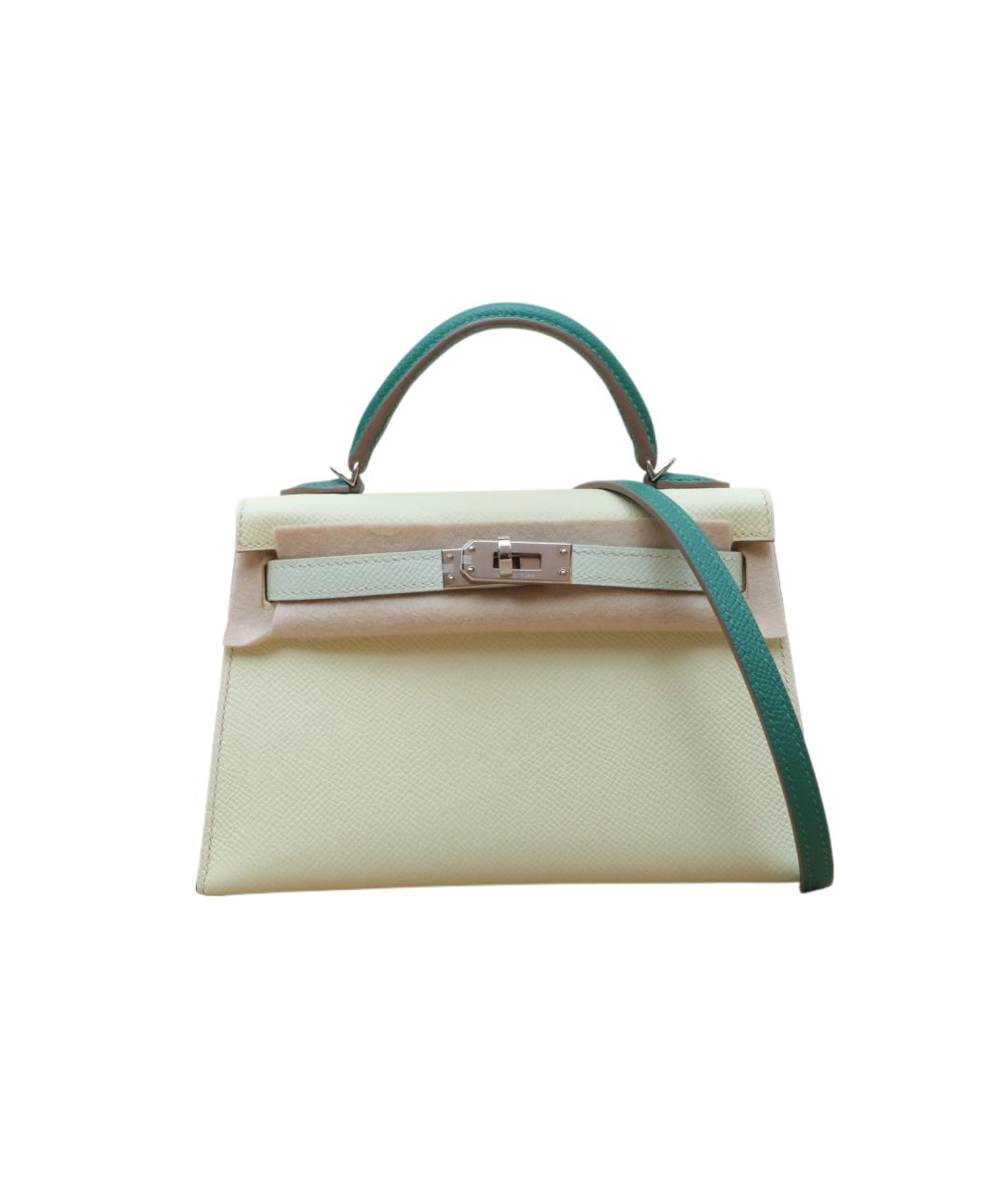 HERMES Салатовая кожаная сумка с короткими ручками, фото 9