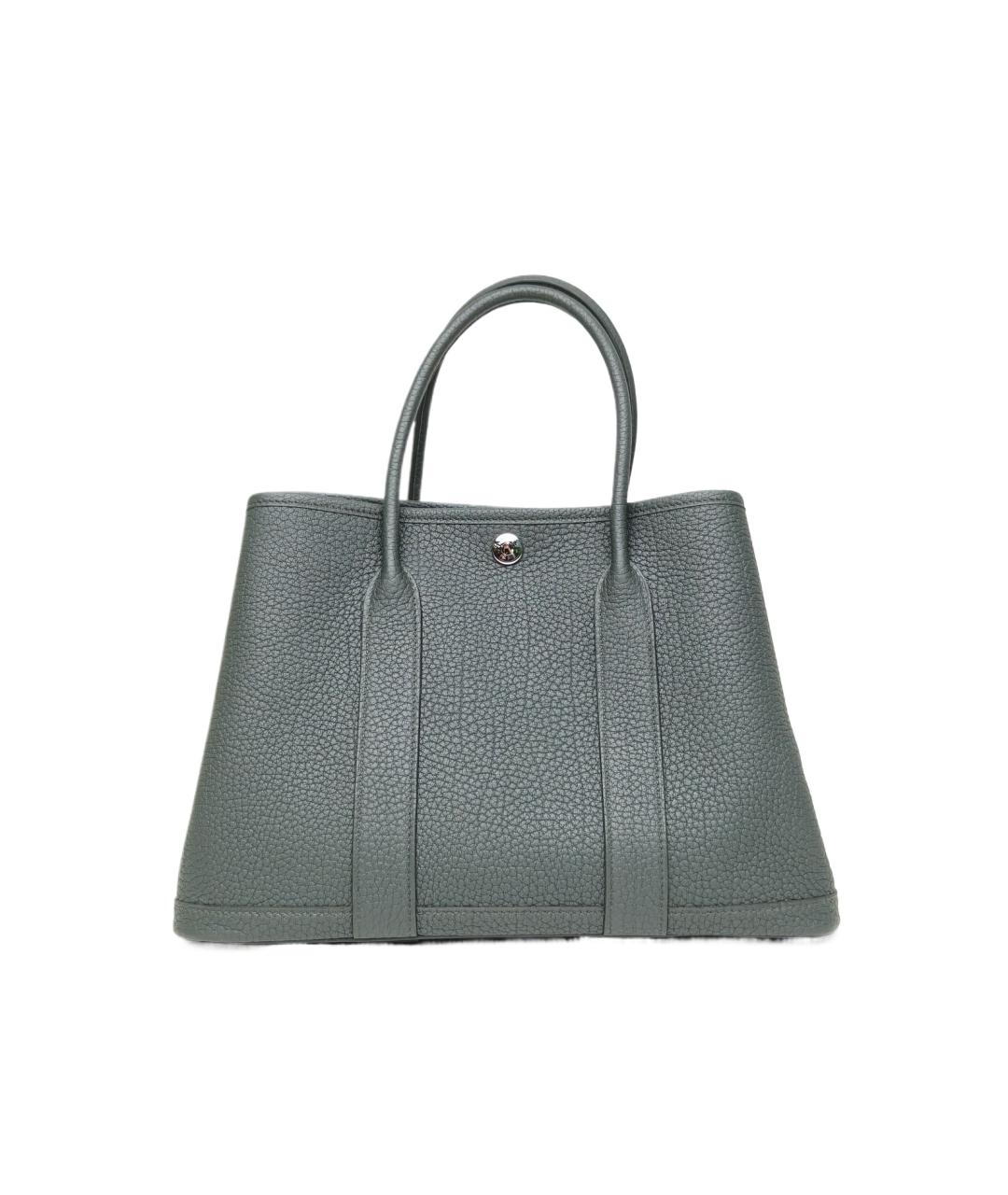 HERMES Серая кожаная сумка с короткими ручками, фото 9