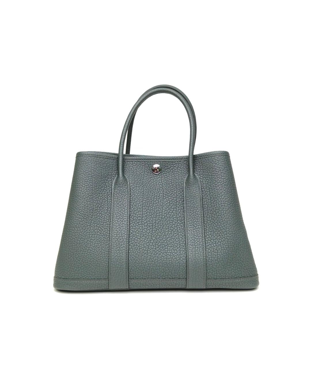 HERMES Серая кожаная сумка с короткими ручками, фото 2