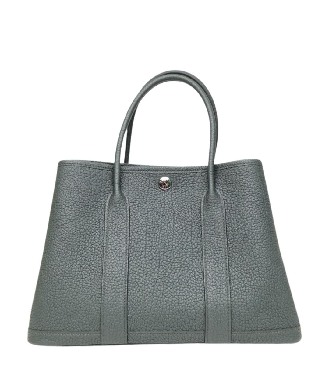 HERMES Серая кожаная сумка с короткими ручками, фото 1