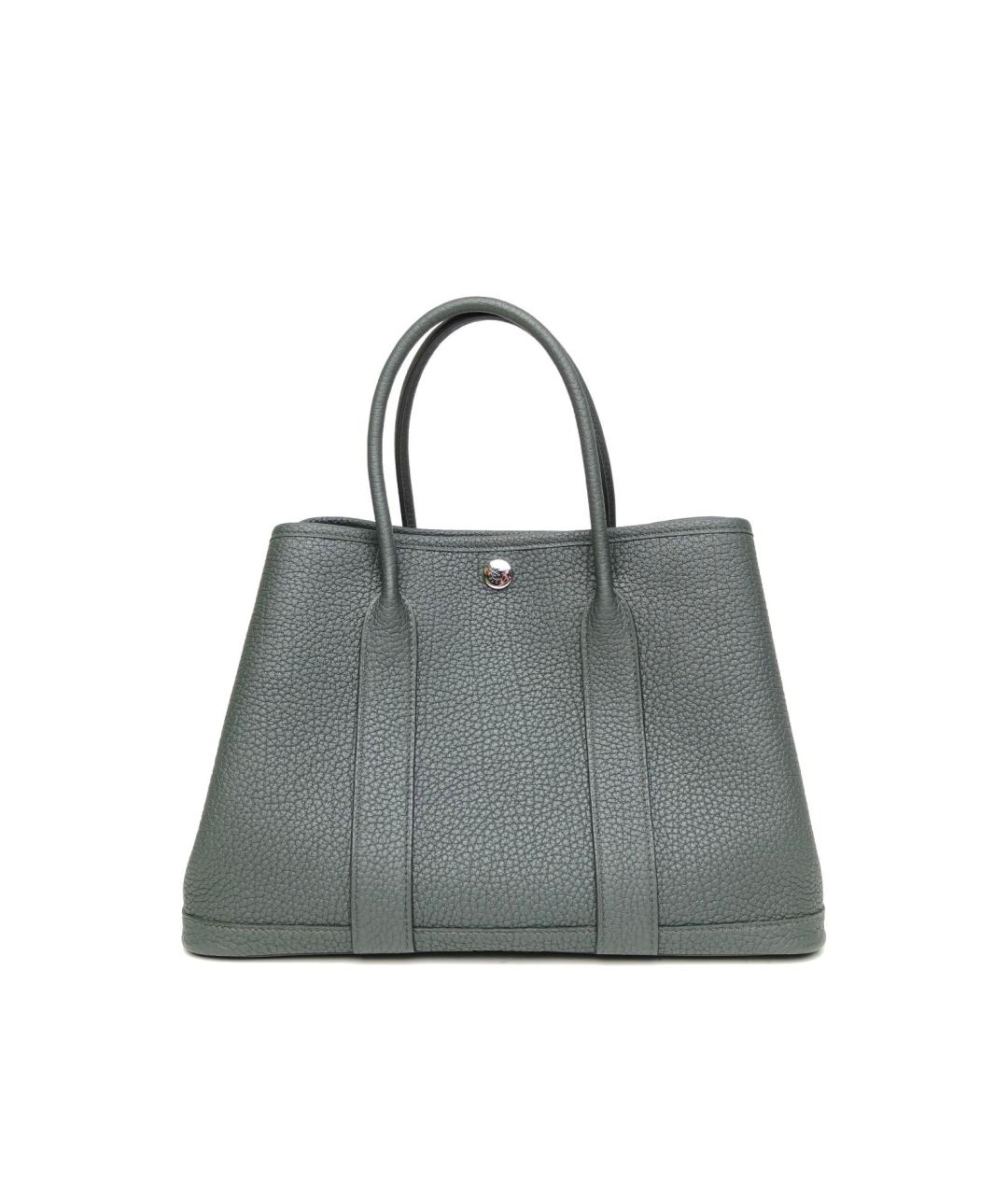 HERMES Серая кожаная сумка с короткими ручками, фото 4