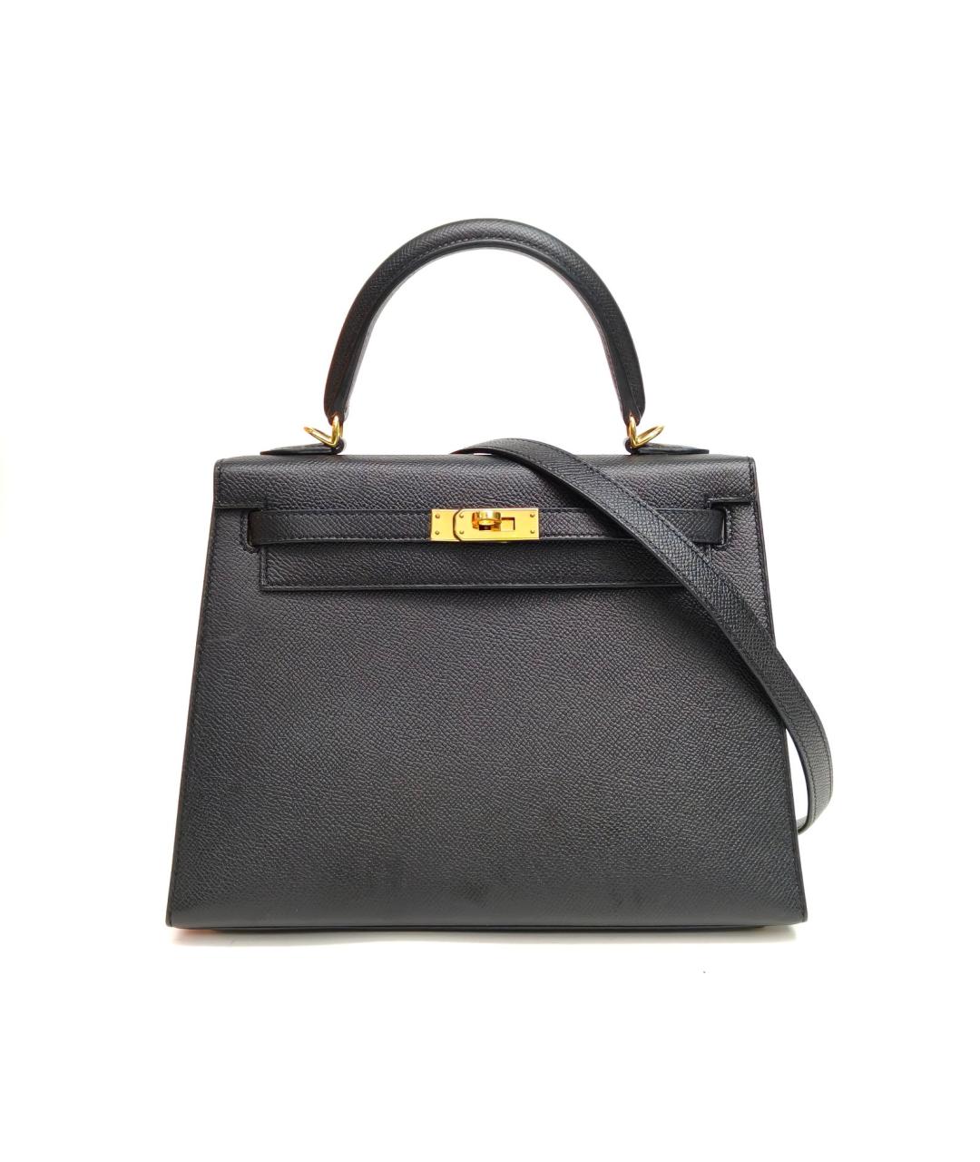 HERMES Черная кожаная сумка с короткими ручками, фото 2