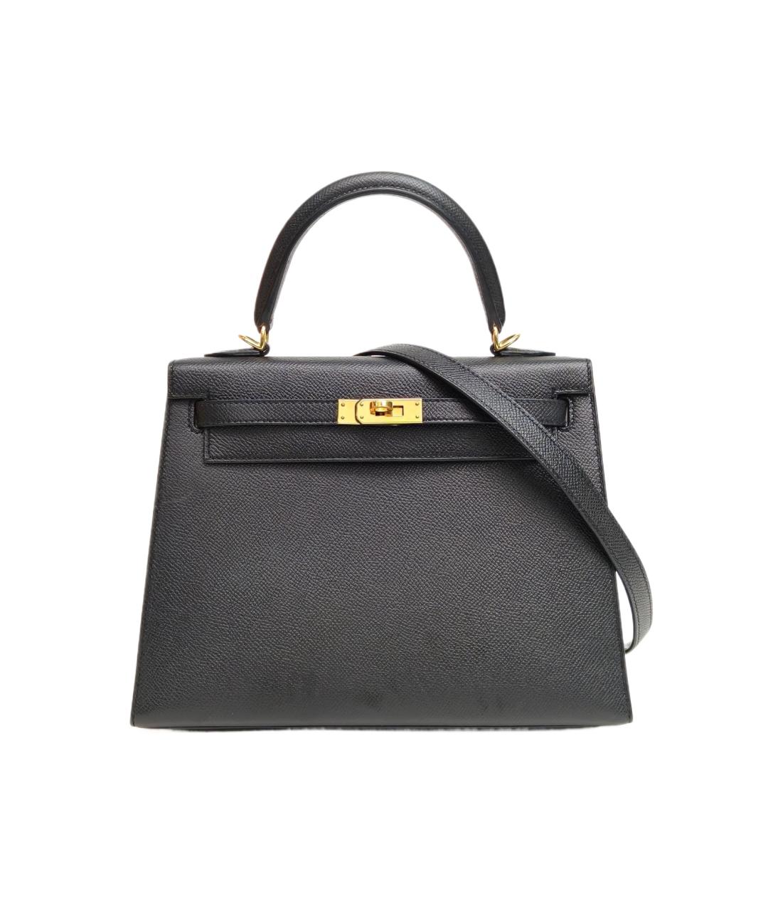 HERMES Черная кожаная сумка с короткими ручками, фото 9