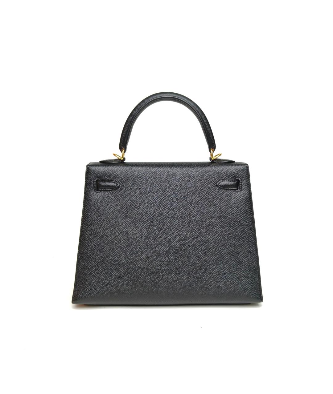 HERMES Черная кожаная сумка с короткими ручками, фото 4