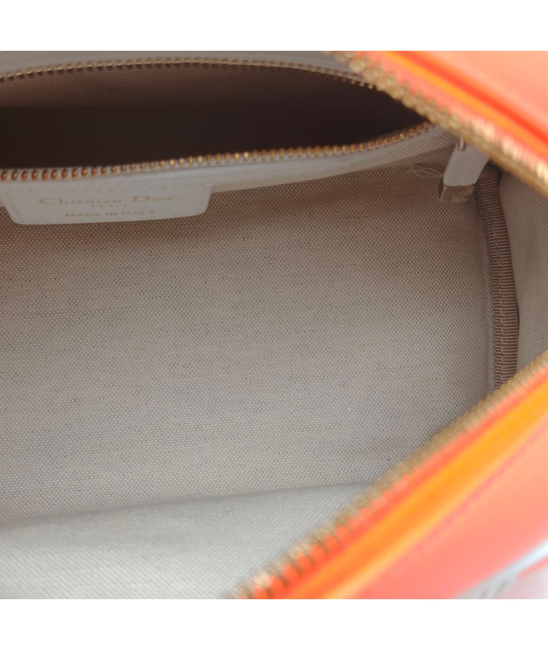 CHRISTIAN DIOR Оранжевая кожаная сумка с короткими ручками, фото 7