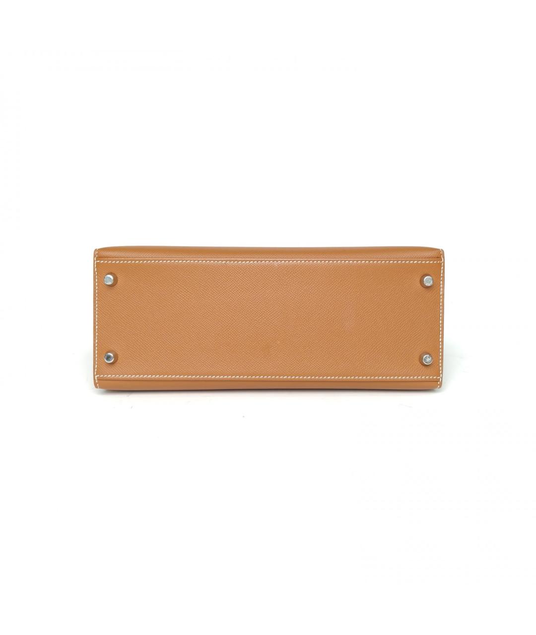 HERMES Коричневая кожаная сумка с короткими ручками, фото 6