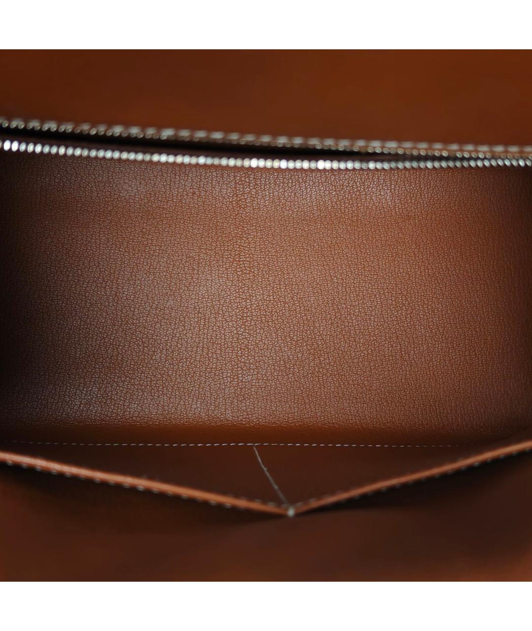 HERMES Коричневая кожаная сумка с короткими ручками, фото 8