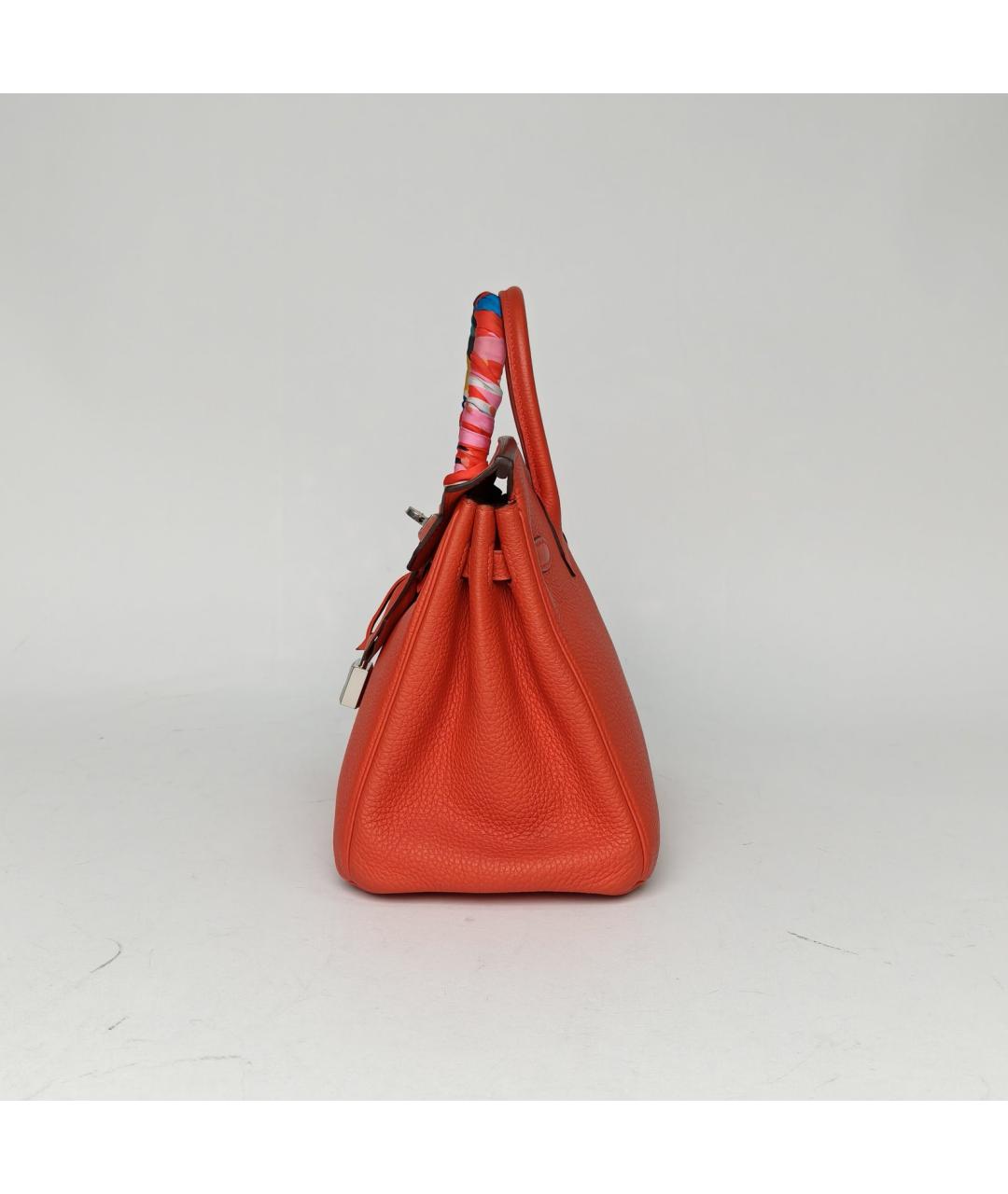 HERMES Красная кожаная сумка с короткими ручками, фото 3