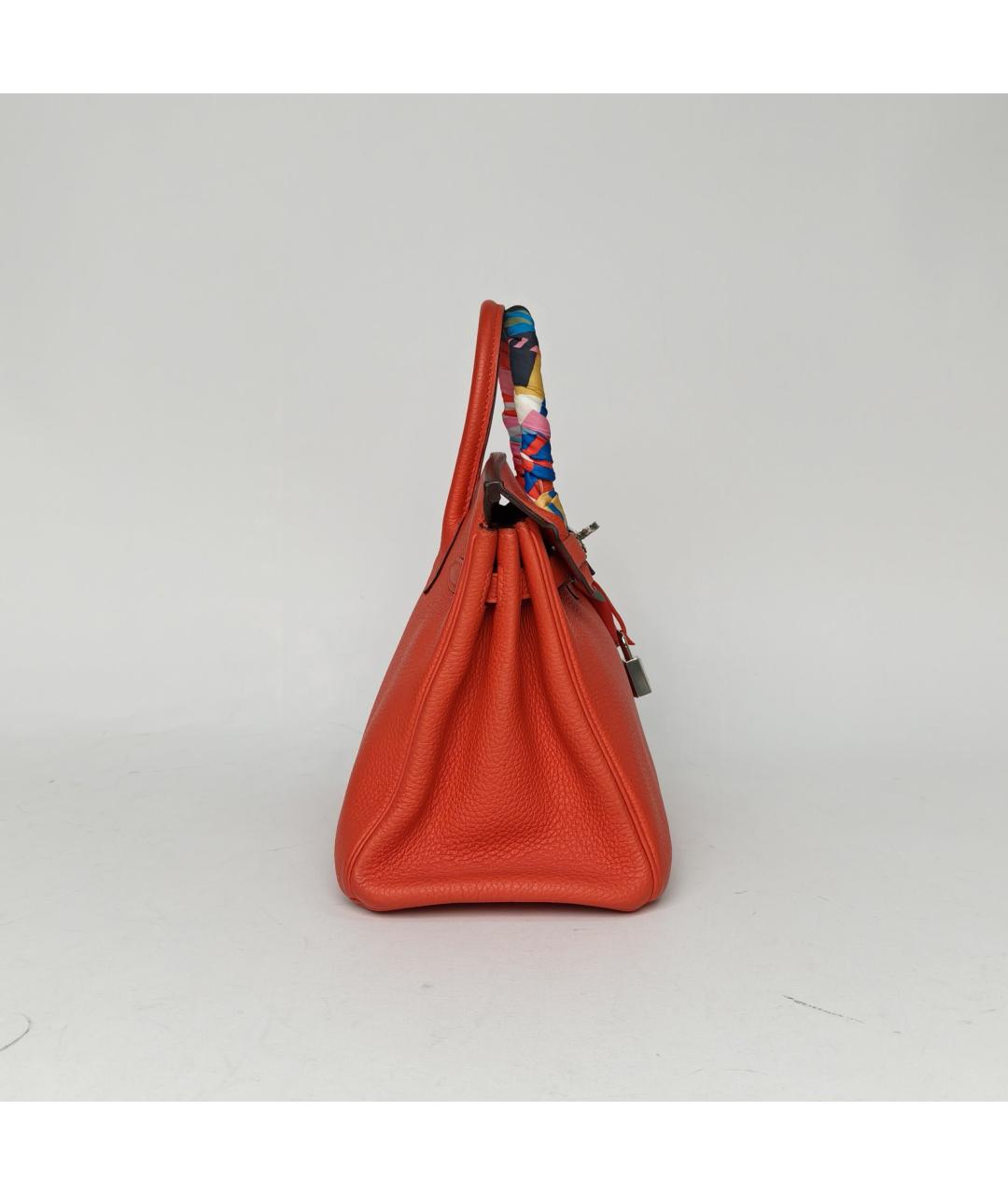 HERMES Красная кожаная сумка с короткими ручками, фото 5
