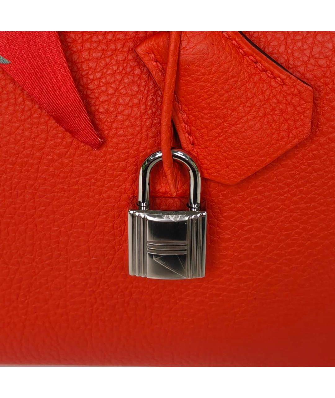 HERMES Красная кожаная сумка с короткими ручками, фото 7