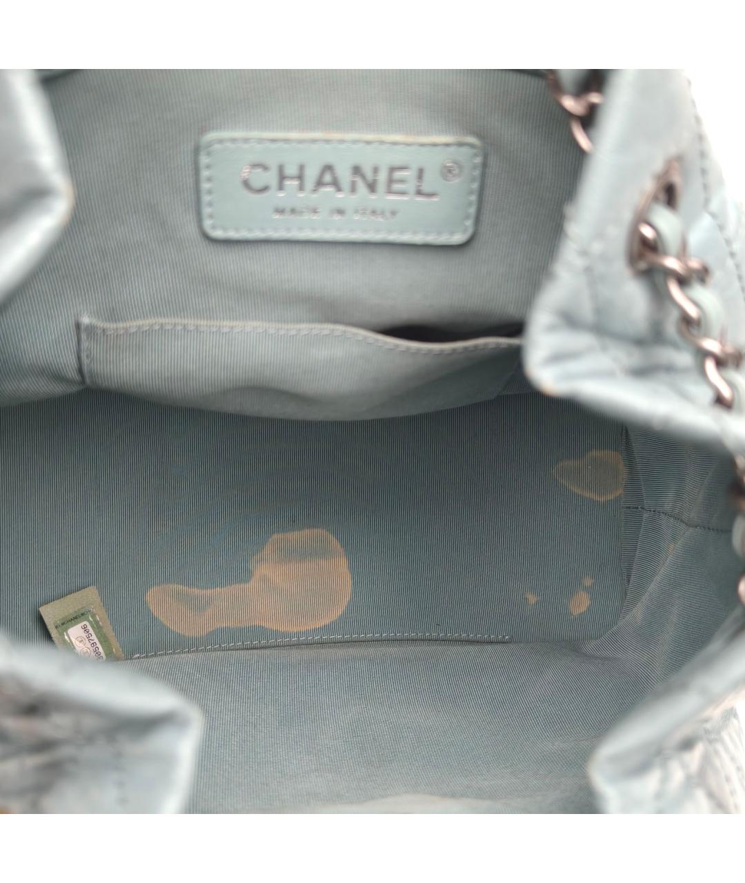 CHANEL Голубой кожаный рюкзак, фото 4