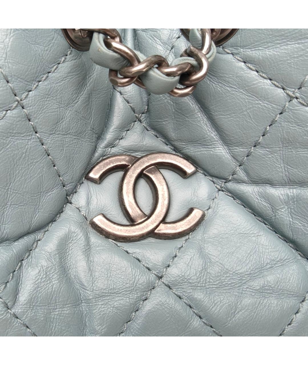 CHANEL Голубой кожаный рюкзак, фото 5