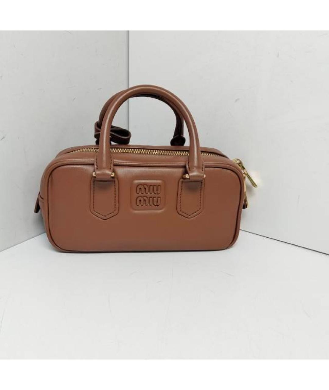 MIU MIU Коричневая кожаная сумка через плечо, фото 9