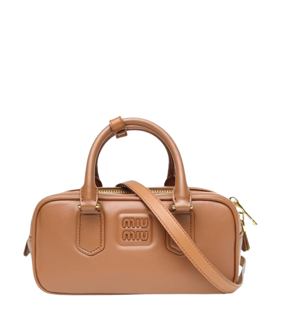 MIU MIU Коричневая кожаная сумка через плечо, фото 1