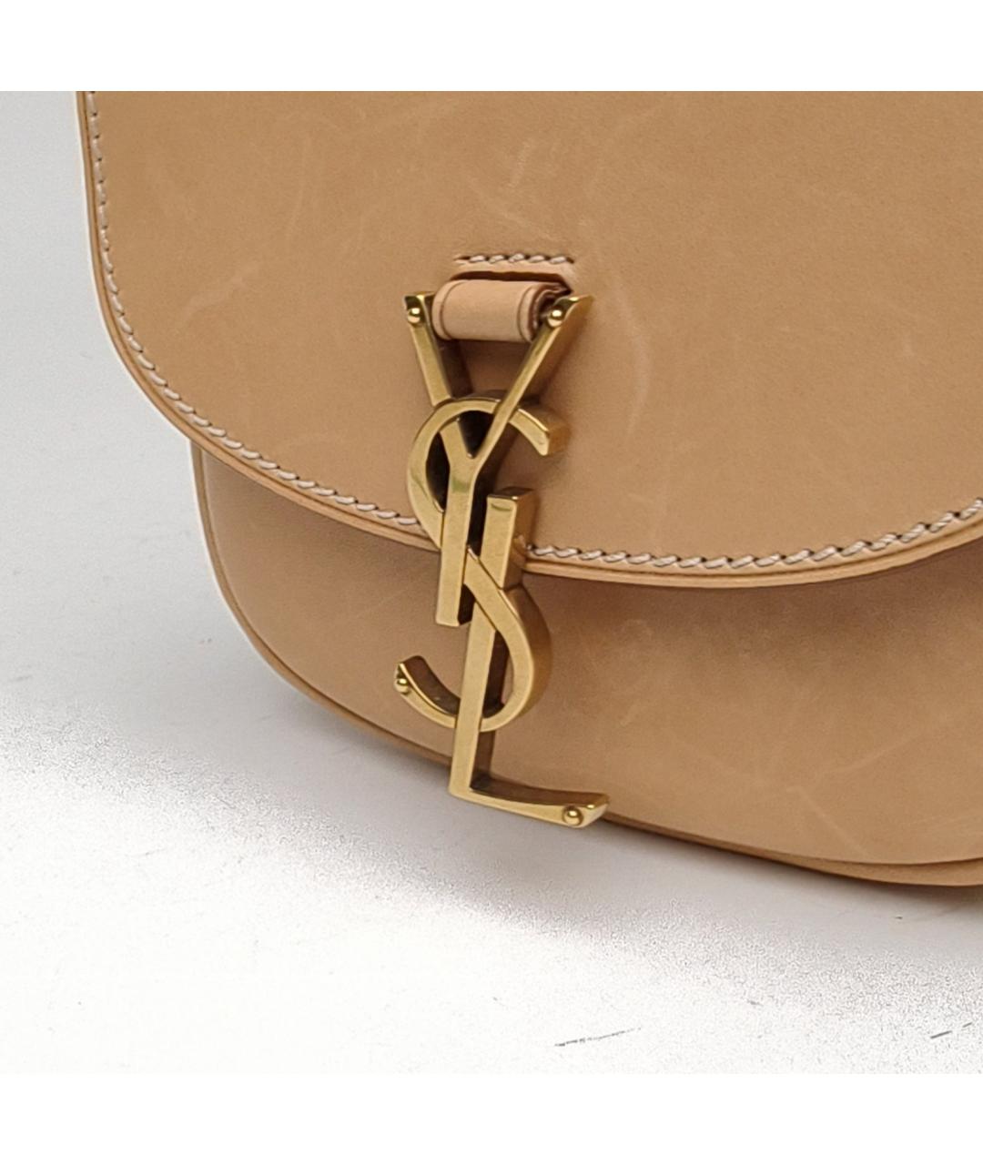 SAINT LAURENT Бежевая кожаная сумка через плечо, фото 7