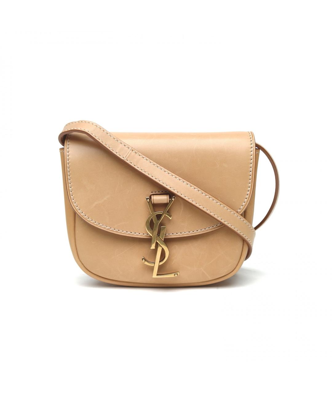 SAINT LAURENT Бежевая кожаная сумка через плечо, фото 2