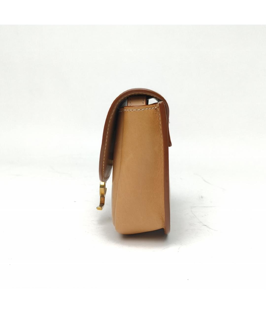 SAINT LAURENT Бежевая кожаная сумка через плечо, фото 3