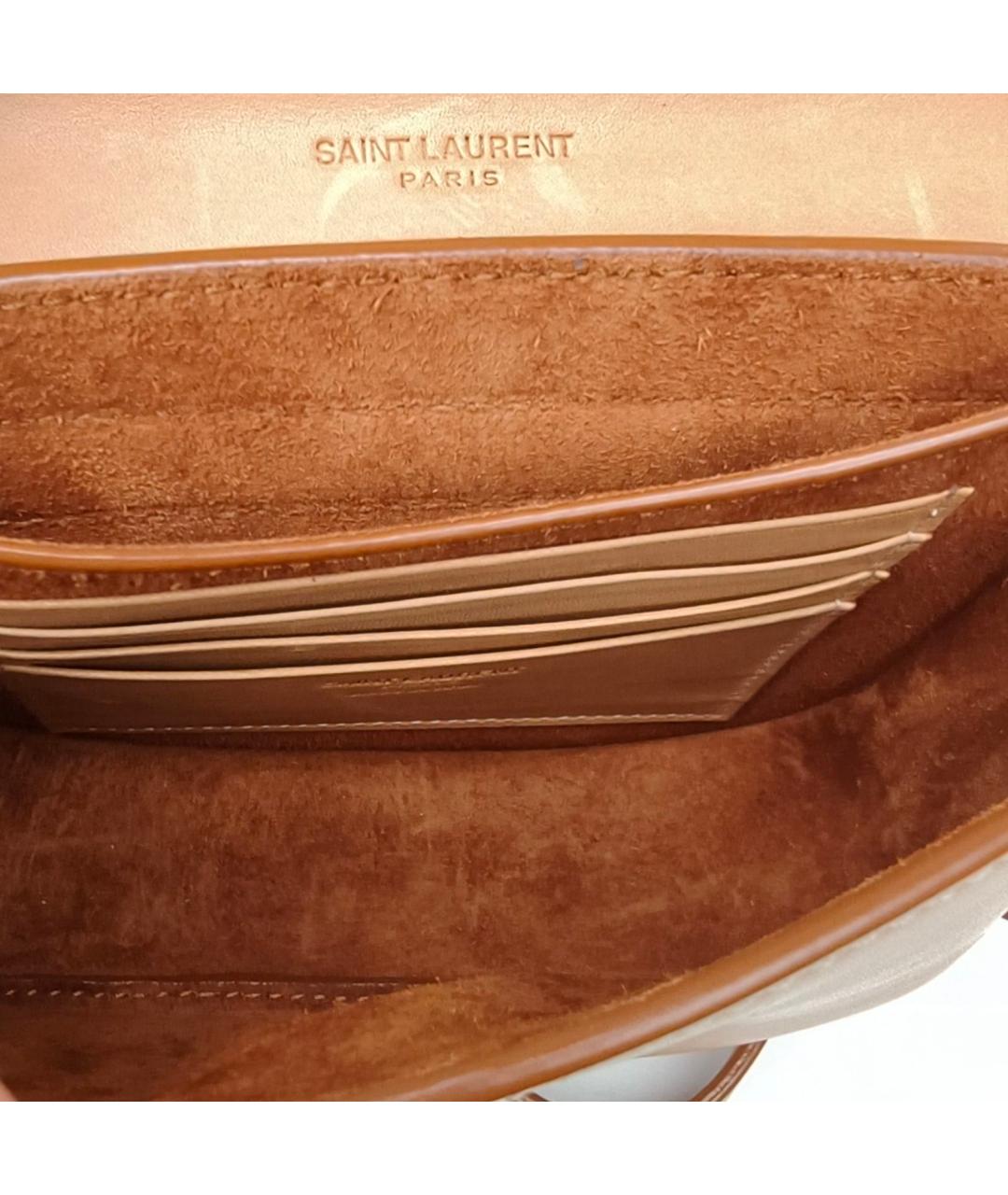 SAINT LAURENT Бежевая кожаная сумка через плечо, фото 8