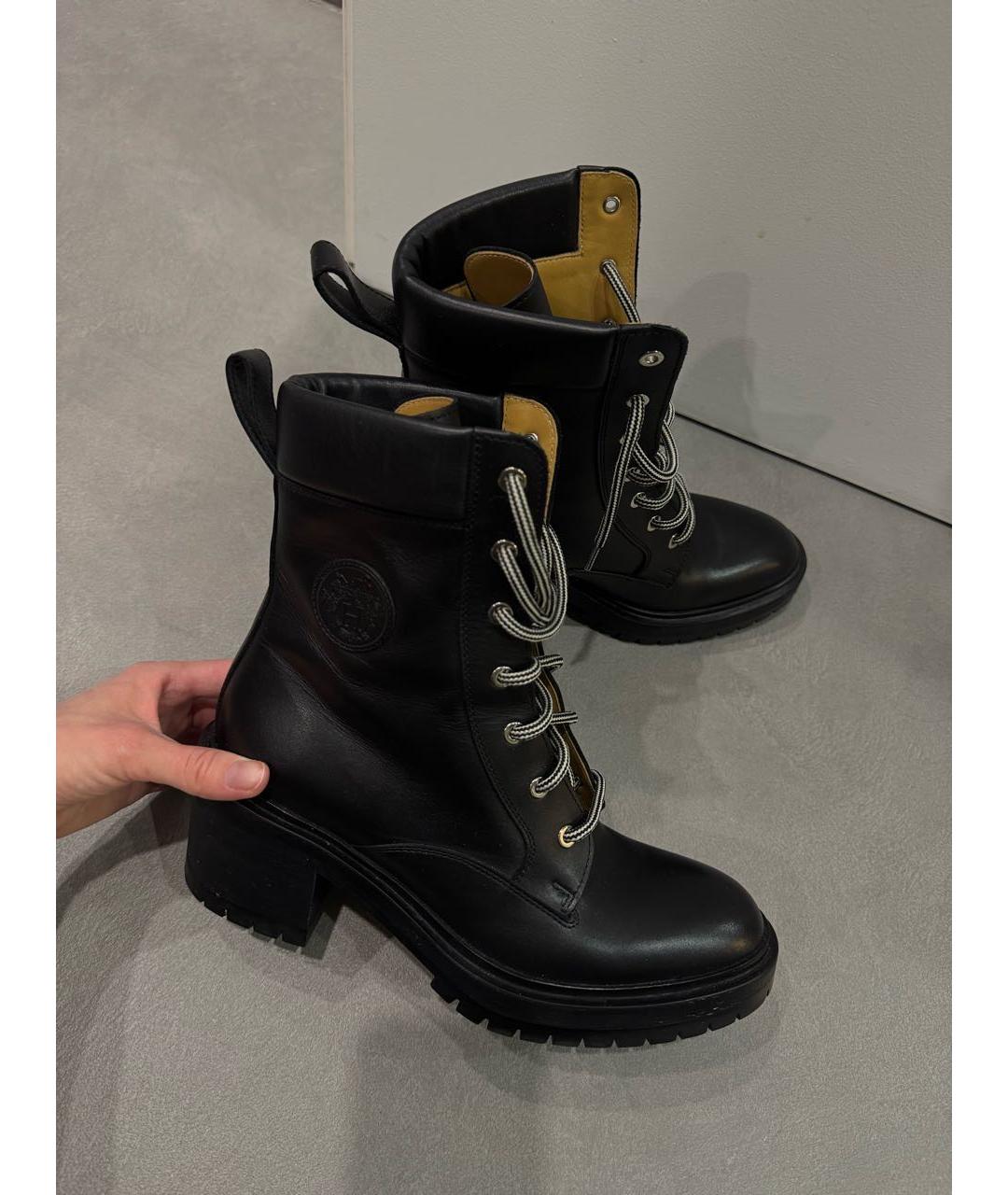 HERMES Черные кожаные ботинки, фото 2