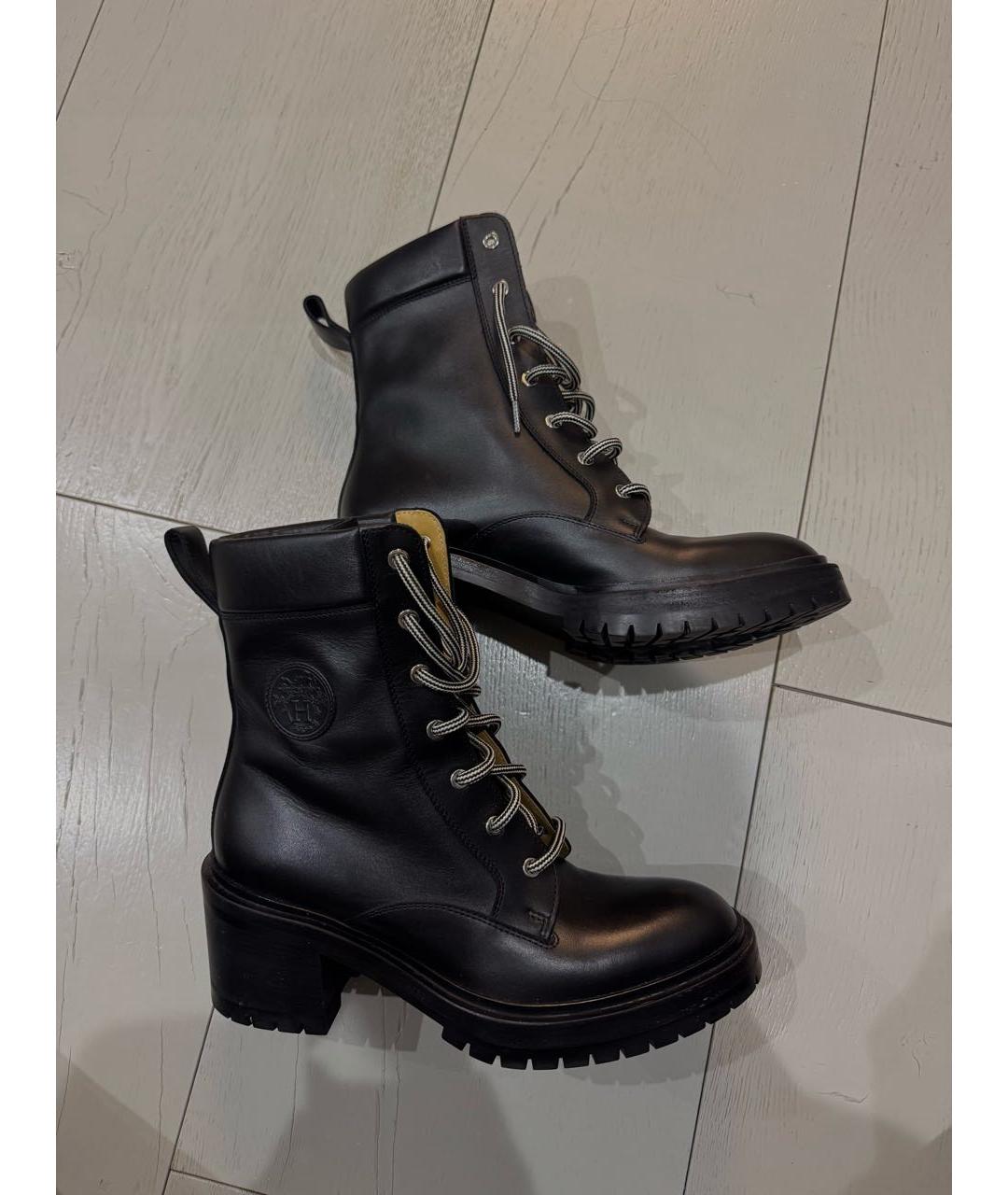 HERMES Черные кожаные ботинки, фото 5