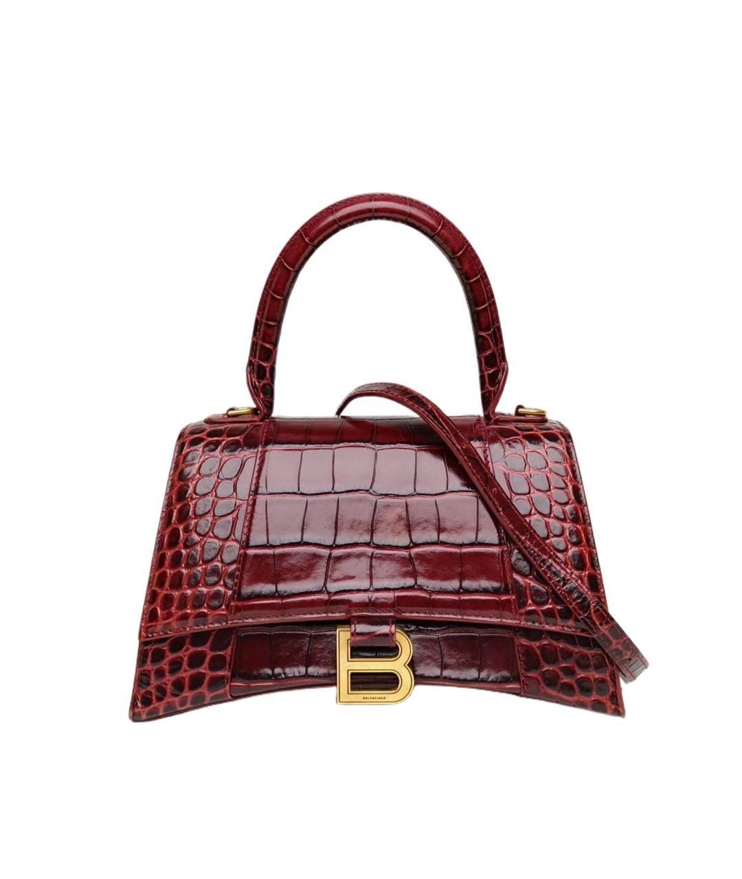 BALENCIAGA Бордовая кожаная сумка через плечо, фото 9