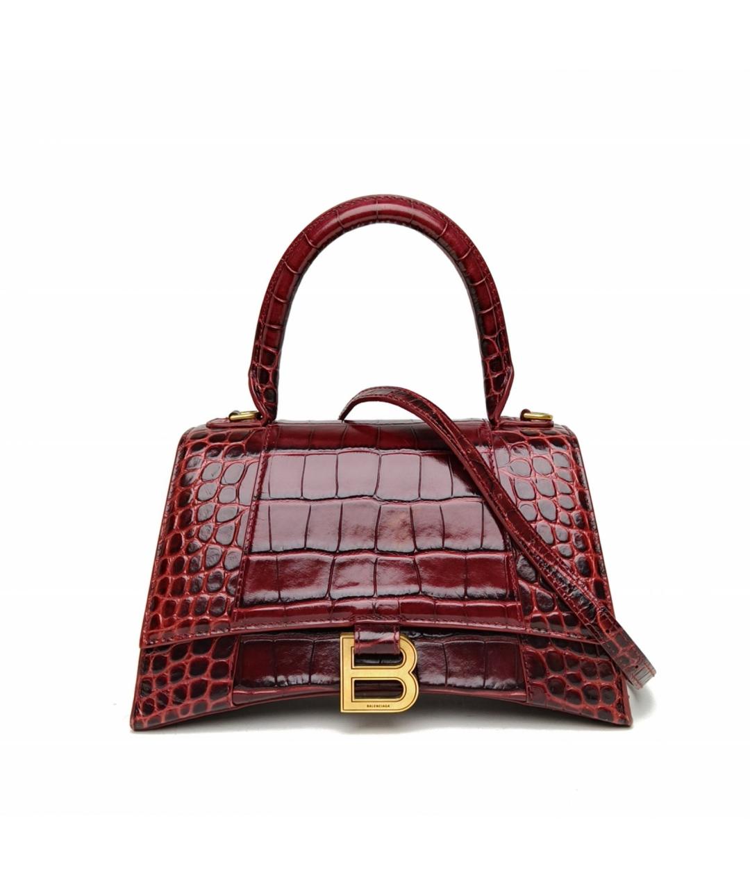 BALENCIAGA Бордовая кожаная сумка через плечо, фото 2