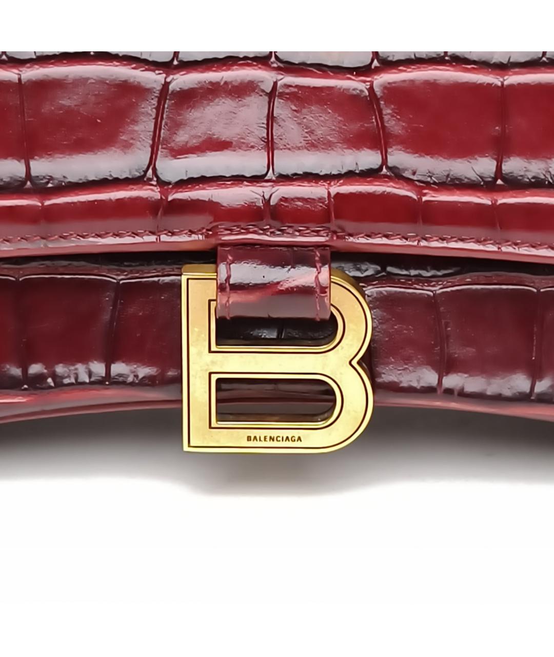 BALENCIAGA Бордовая кожаная сумка через плечо, фото 8