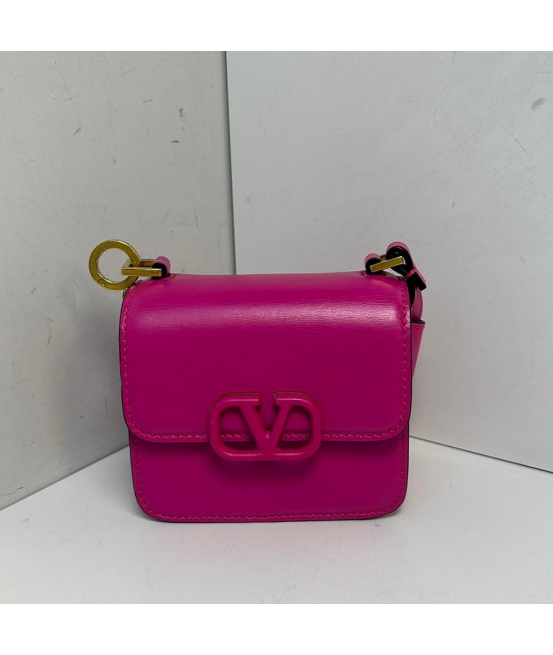 VALENTINO Розовая кожаная сумка через плечо, фото 9