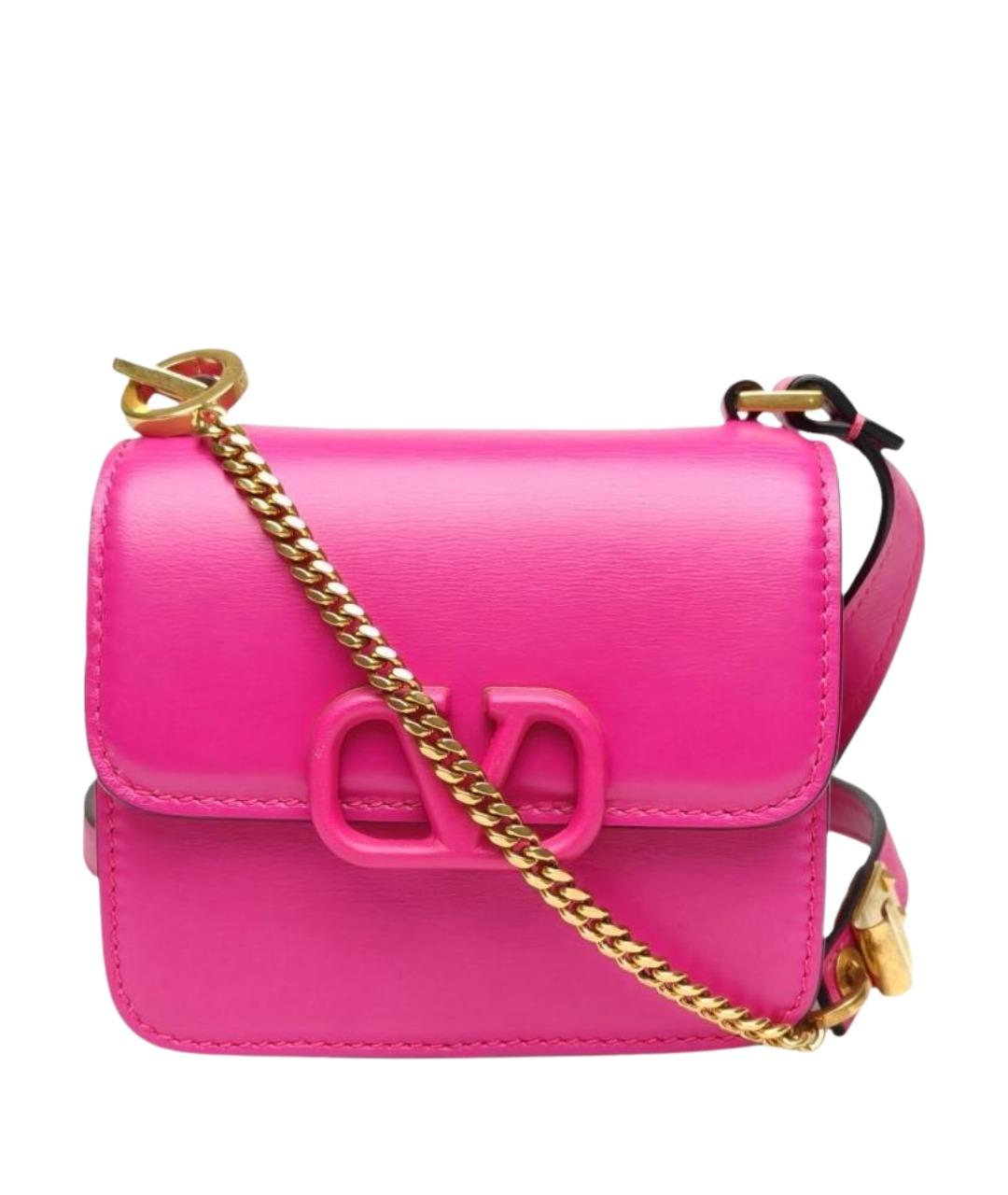 VALENTINO Розовая кожаная сумка через плечо, фото 1